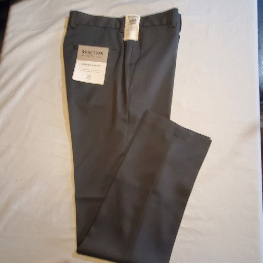 Men's Slim fit Dress Pants 30/32 Grey Solid Stretch Kenneth Cole Reaction NWT